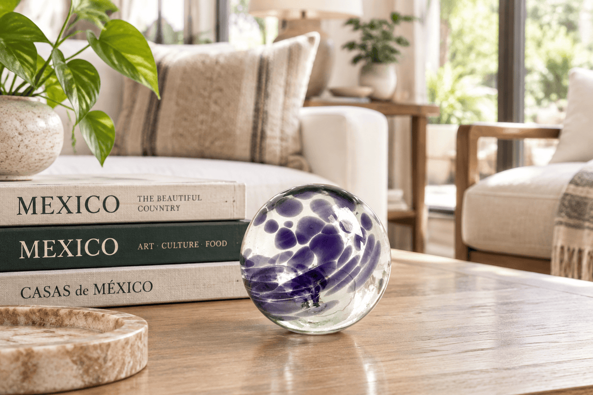 Eggplant Dot & Dash 3-inch Glass Ball-Worldly Goods Too