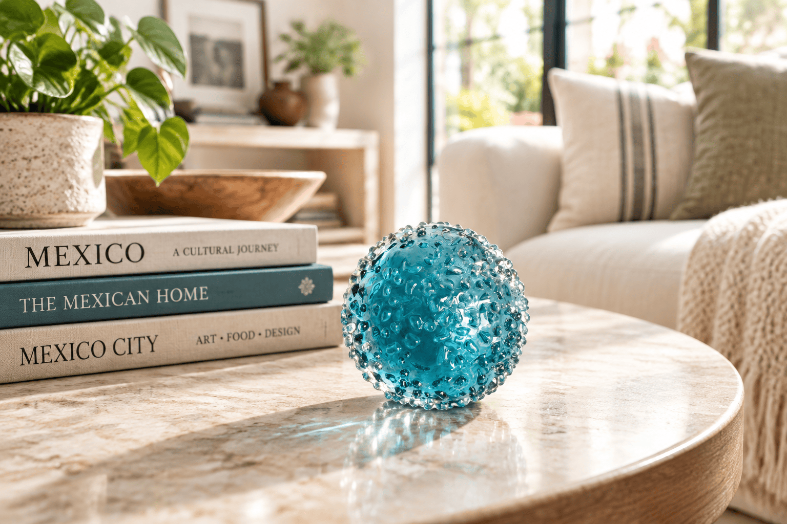 Teal Iced 3-inch Glass Ball-Worldly Goods Too