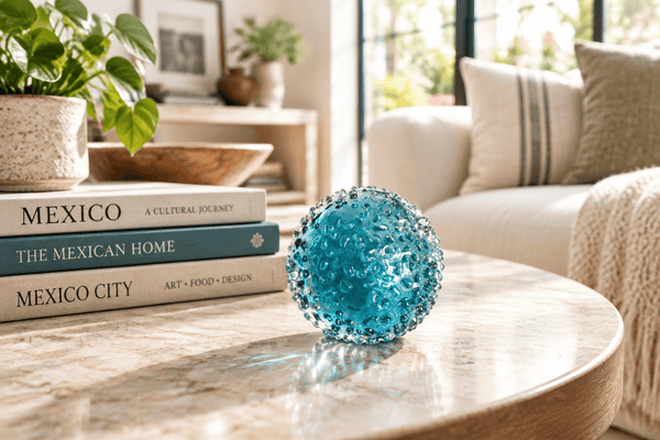 Teal Iced 3-inch Glass Ball-Worldly Goods Too