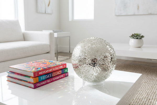 Silver Iced 8-inch Glass Ball-Worldly Goods Too