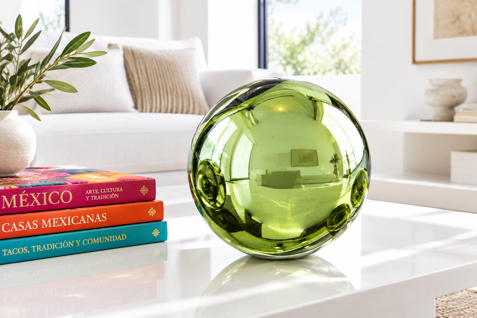 Olive Plated 8-inch Glass Ball-Worldly Goods Too