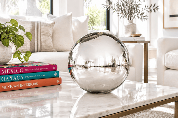 Silver plates 13-inch Glass Ball-Worldly Goods Too
