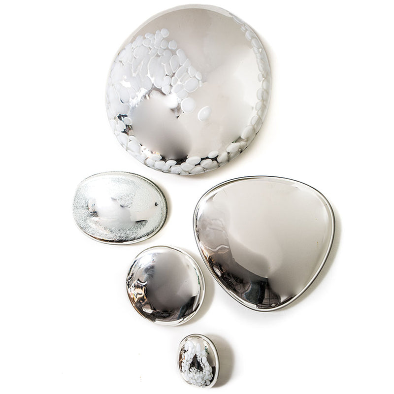 Silver plated glass wall stones.