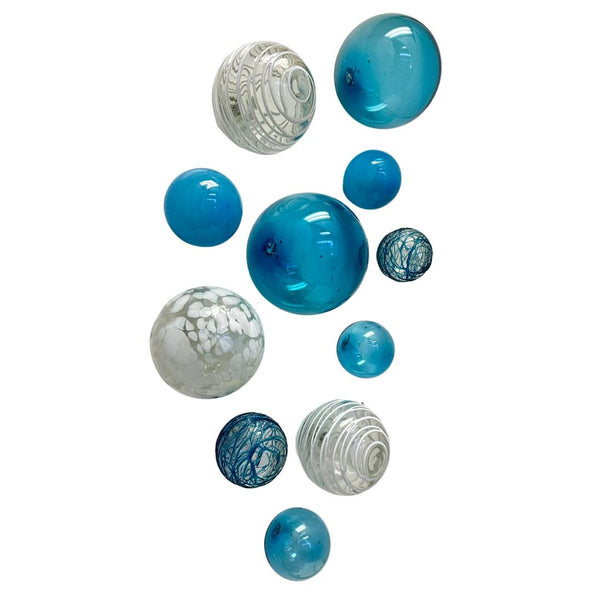 Aqua & White Decorative Glass Balls, Wall Art Decor-Worldly Goods Too