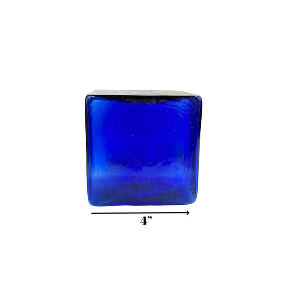Cobalt 4-inch Hollow Glass Cube-Worldly Goods Too