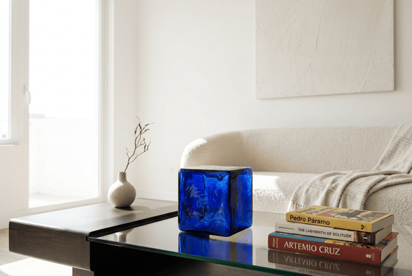 Cobalt 4-inch Hollow Glass Cube-Worldly Goods Too