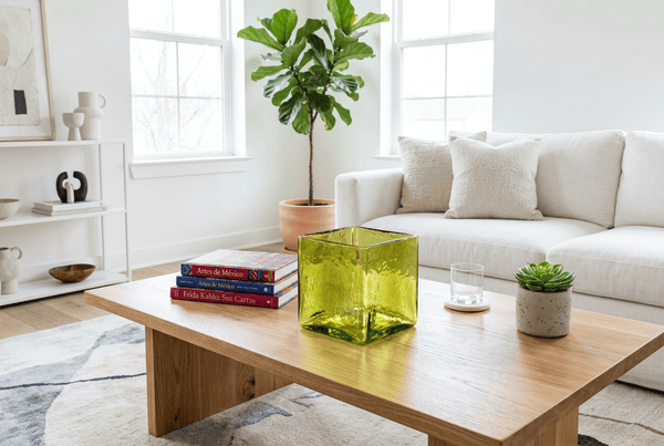 Lime 6-inch Hollow Glass Cube-Worldly Goods Too
