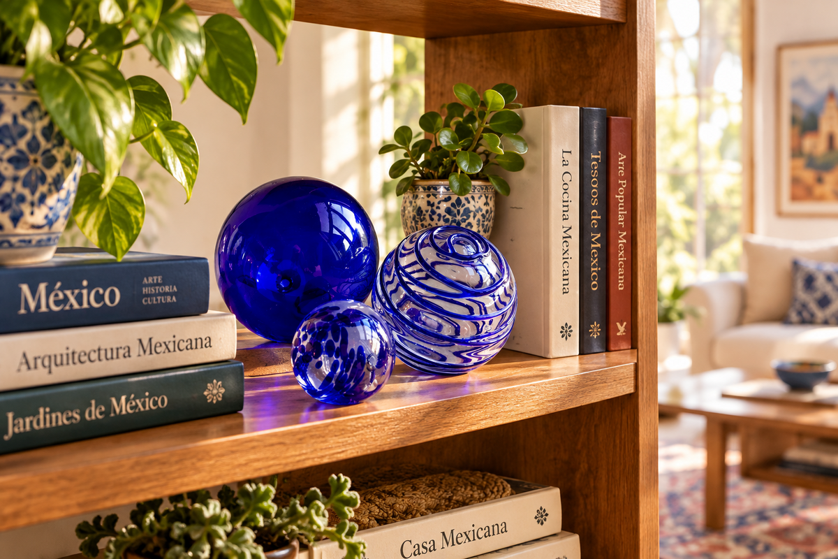 COBALT THREAD Decorative Glass Balls set of 3