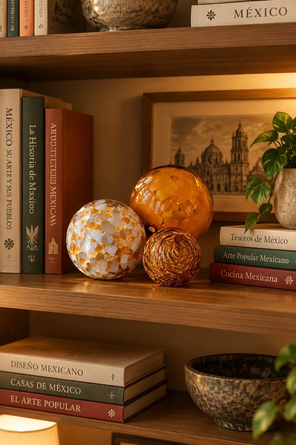 AMBER Decorative Glass Balls set of 3