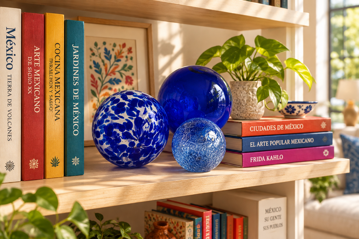 COBALT & DENIM Decorative Glass Balls set of 3