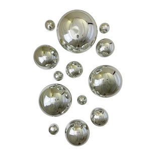This assortment is Large! You get a total of 13 balls, including two ten inch Silver plated spheres and one THIRTEEN inch! diameter sphere. (That's the size of a beachball) 