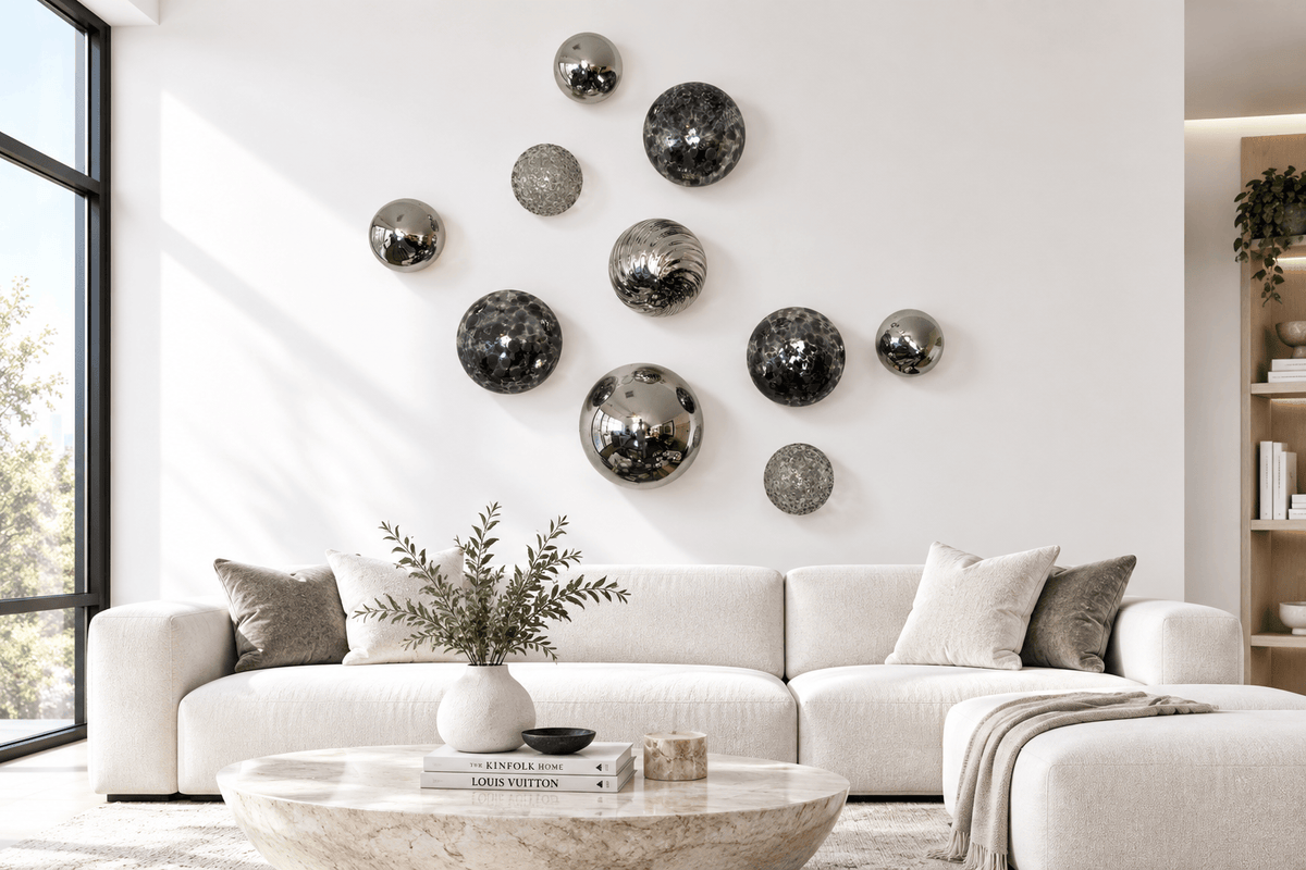 Decorative Glass Balls, Wall Art Decor-Smoke Plated