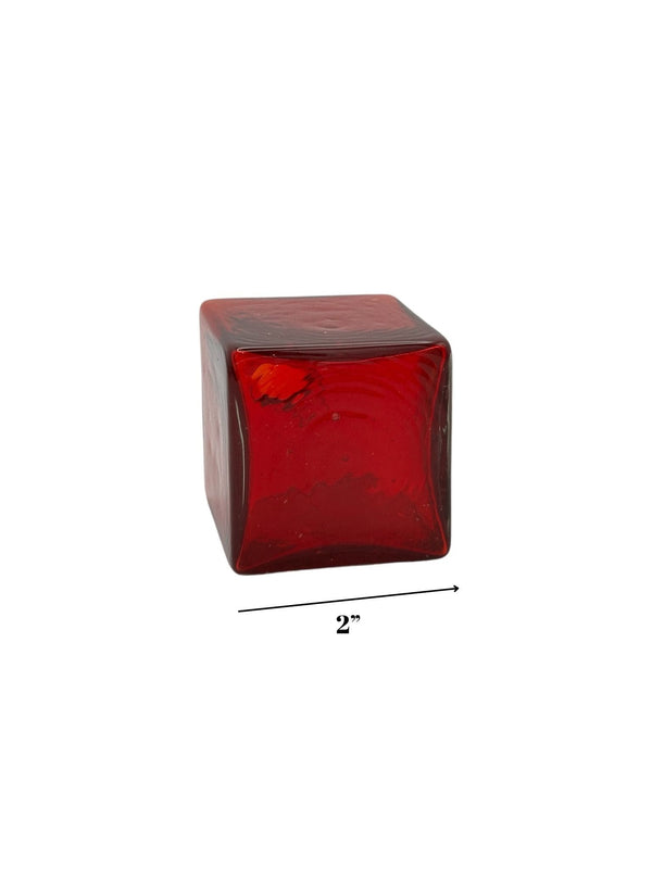 Ruby 2-inch Hollow Glass Cube-Worldly Goods Too