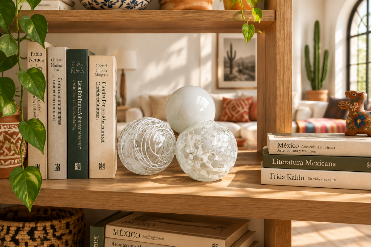 WHITE Decorative Glass Balls set of 3
