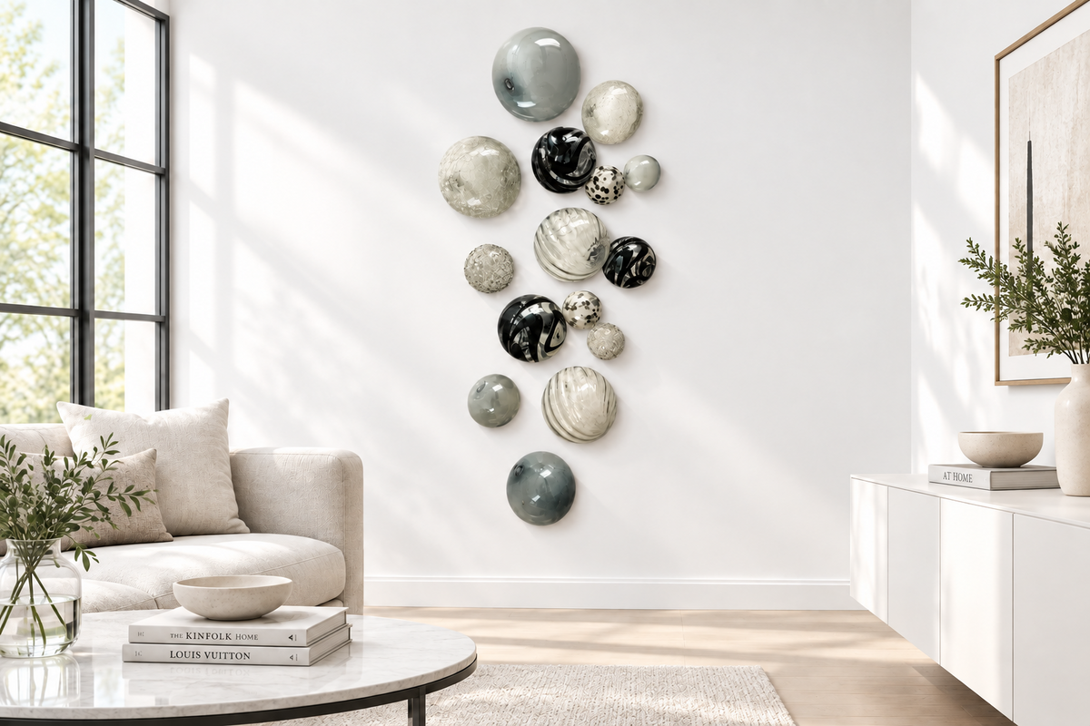City Decorative Glass Balls, Wall Art Decor-15 Pc.