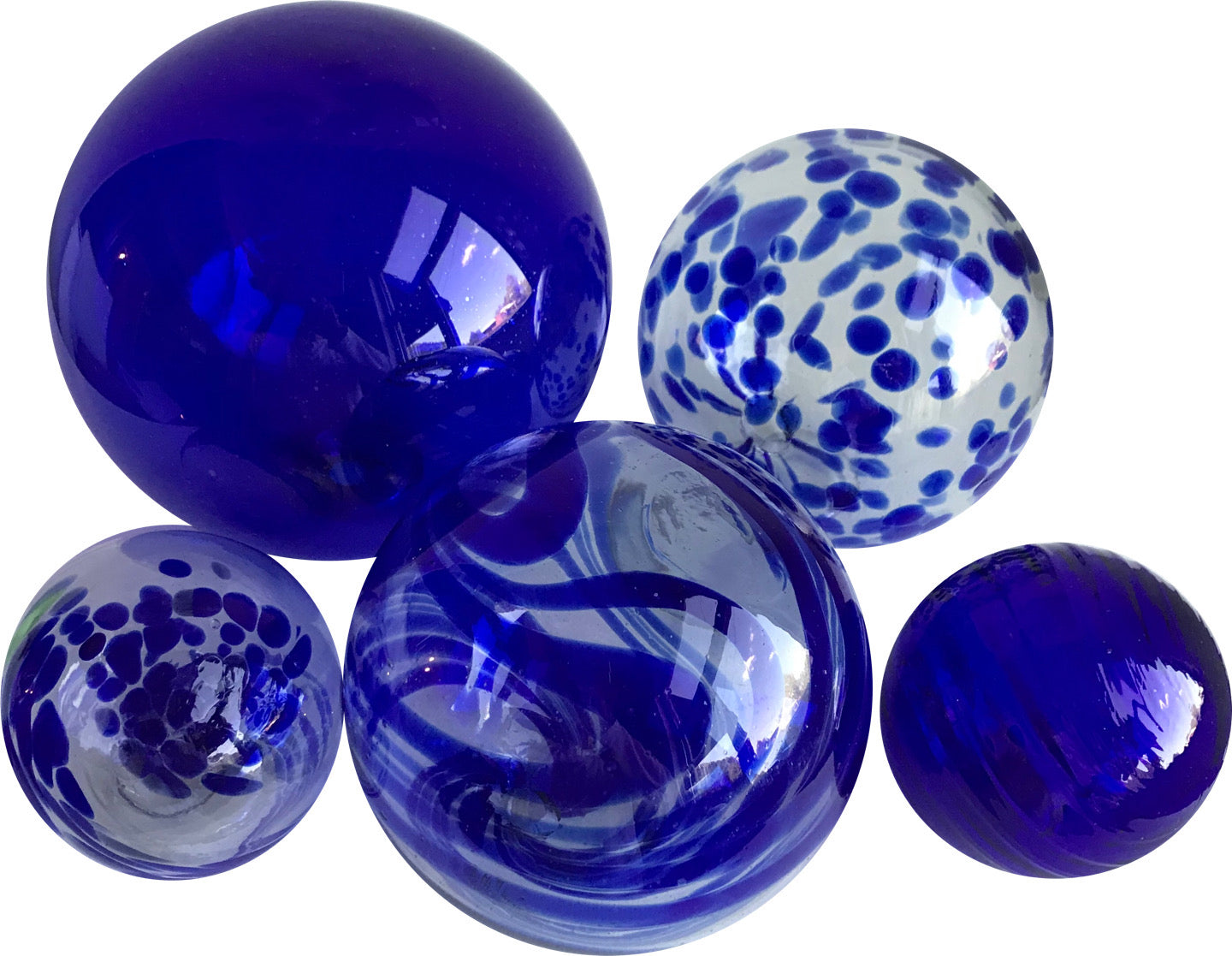 COBALT Set of 5 Decorative Glass Balls