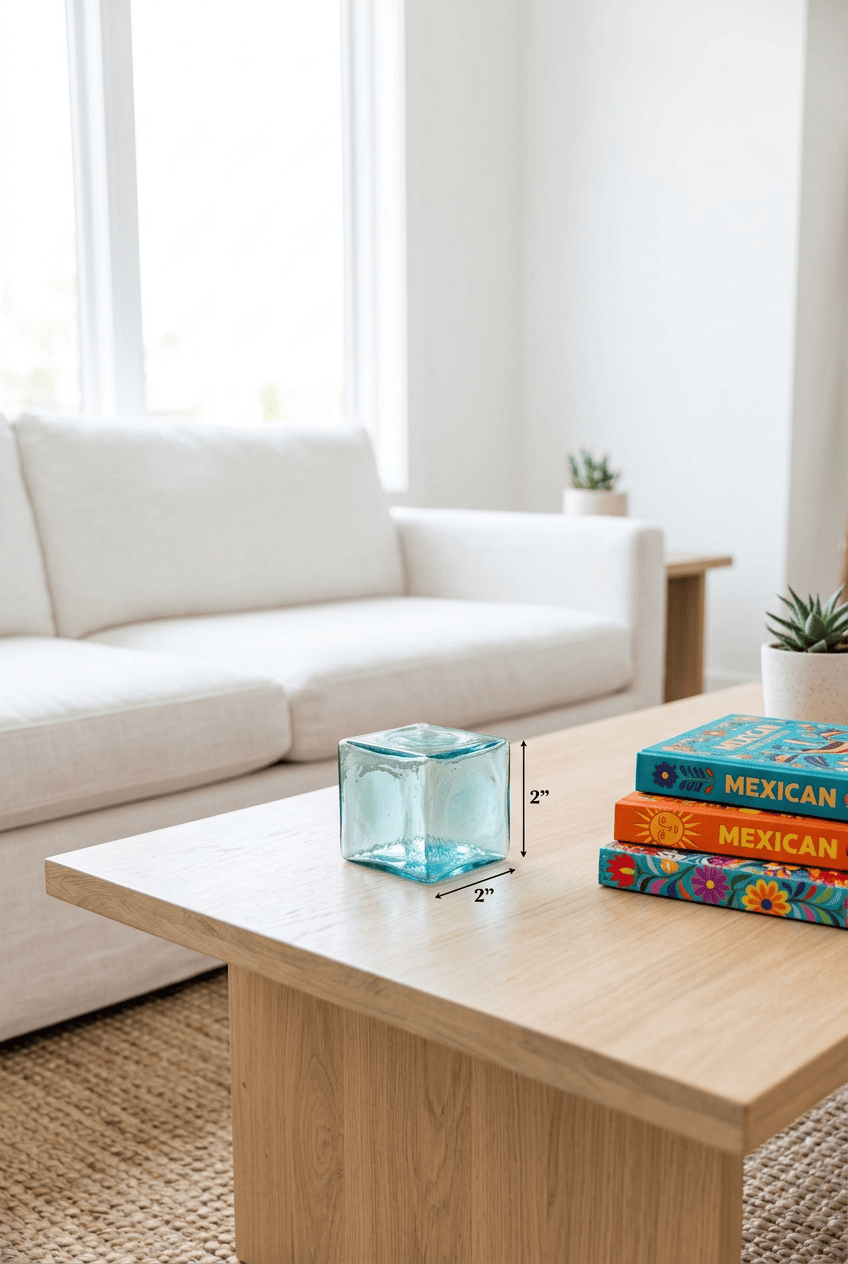 Sky 2-inch Hollow Glass Cube-Worldly Goods Too