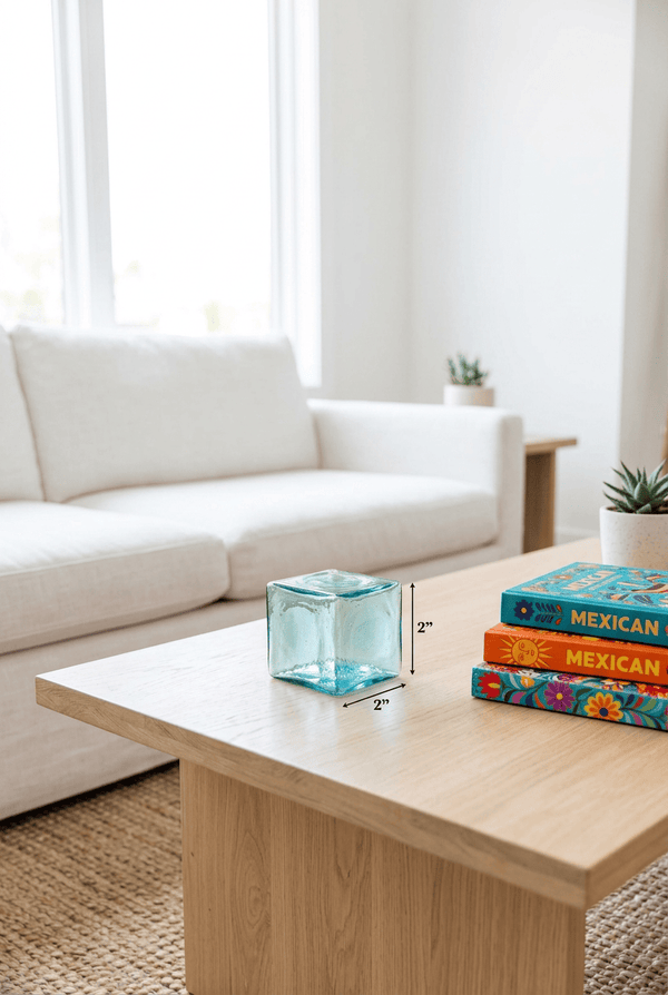 Sky 2-inch Hollow Glass Cube-Worldly Goods Too
