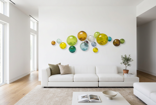 Crackle Decorative Glass Balls, Wall Art Decor-Set/16