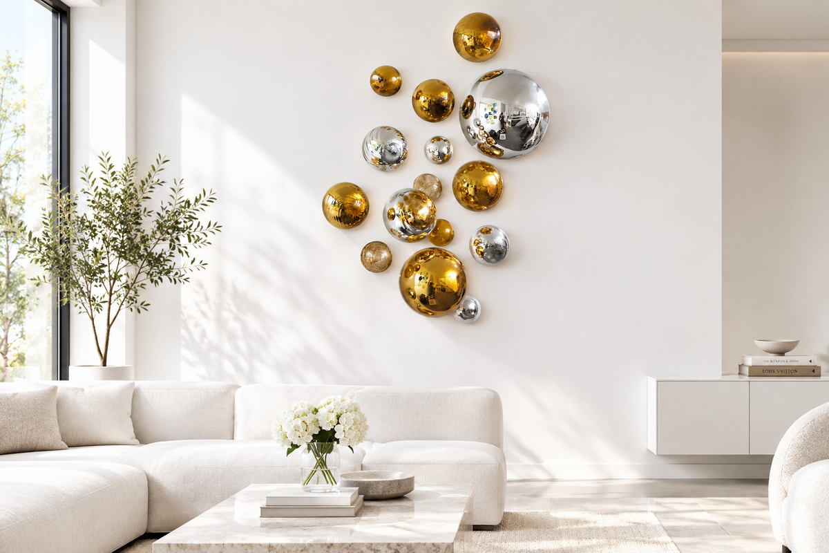 Gold & Silver Decorative Glass Balls, Wall Art Decor