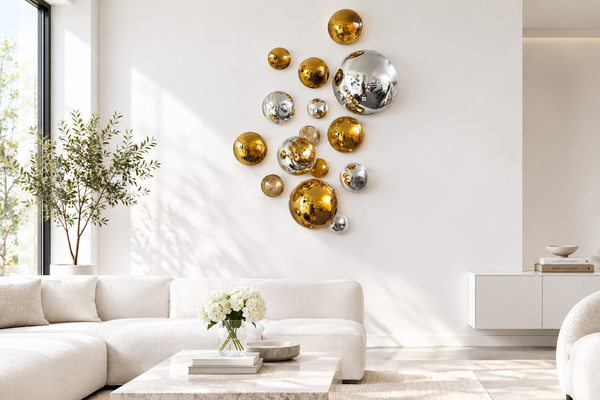 Gold & Silver Decorative Glass Balls, Wall Art Decor-Worldly Goods Too