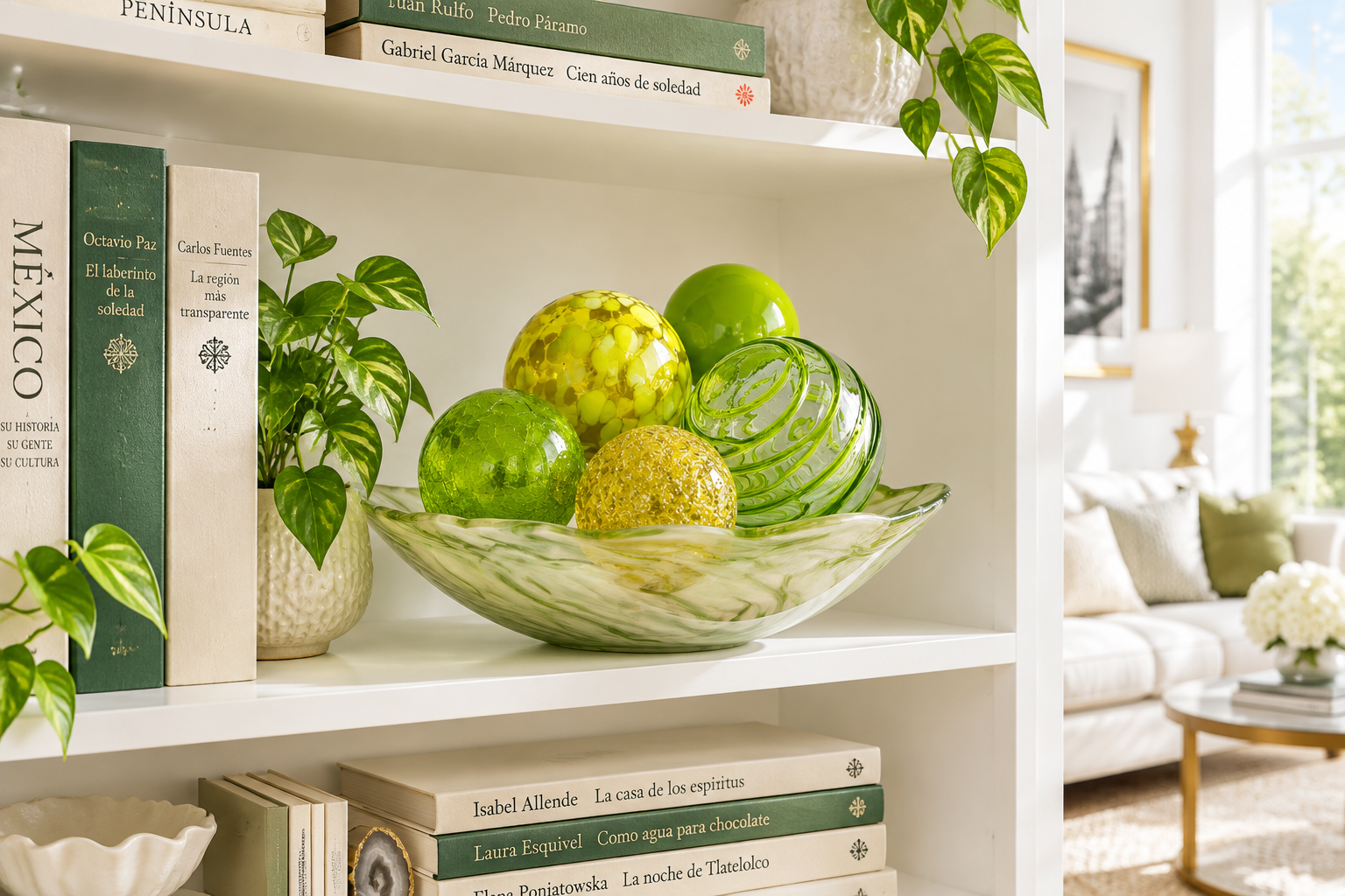 LEMON TWIST Set of 5 Decorative Glass Balls-Worldly Goods Too
