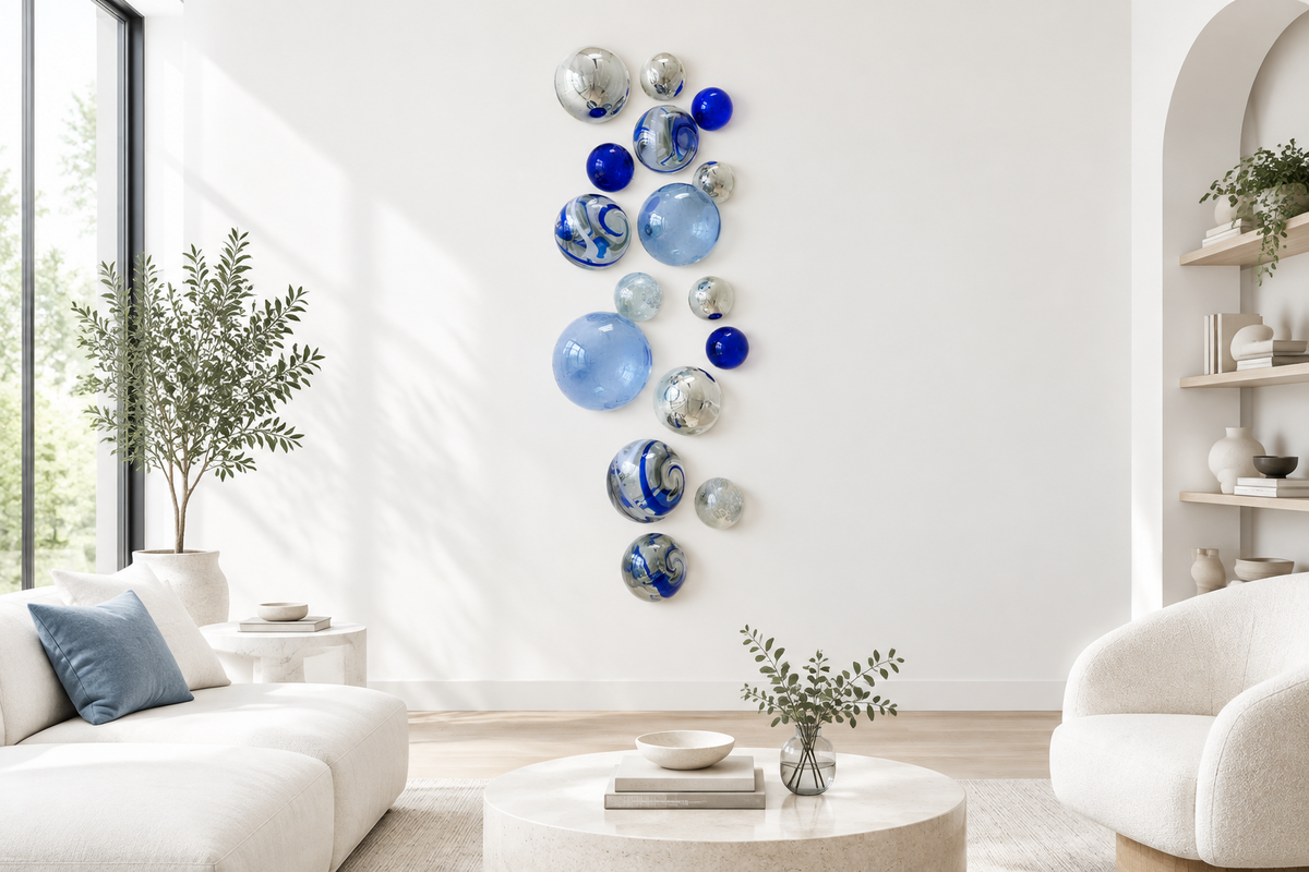 Midnight Decorative Glass Balls, Wall Art Decor-15 Pc.