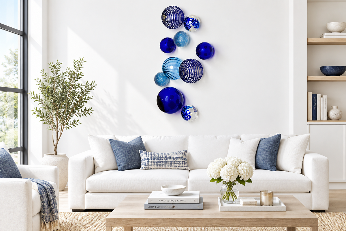 COBALT Decorative Glass Wall Art-10 PC.