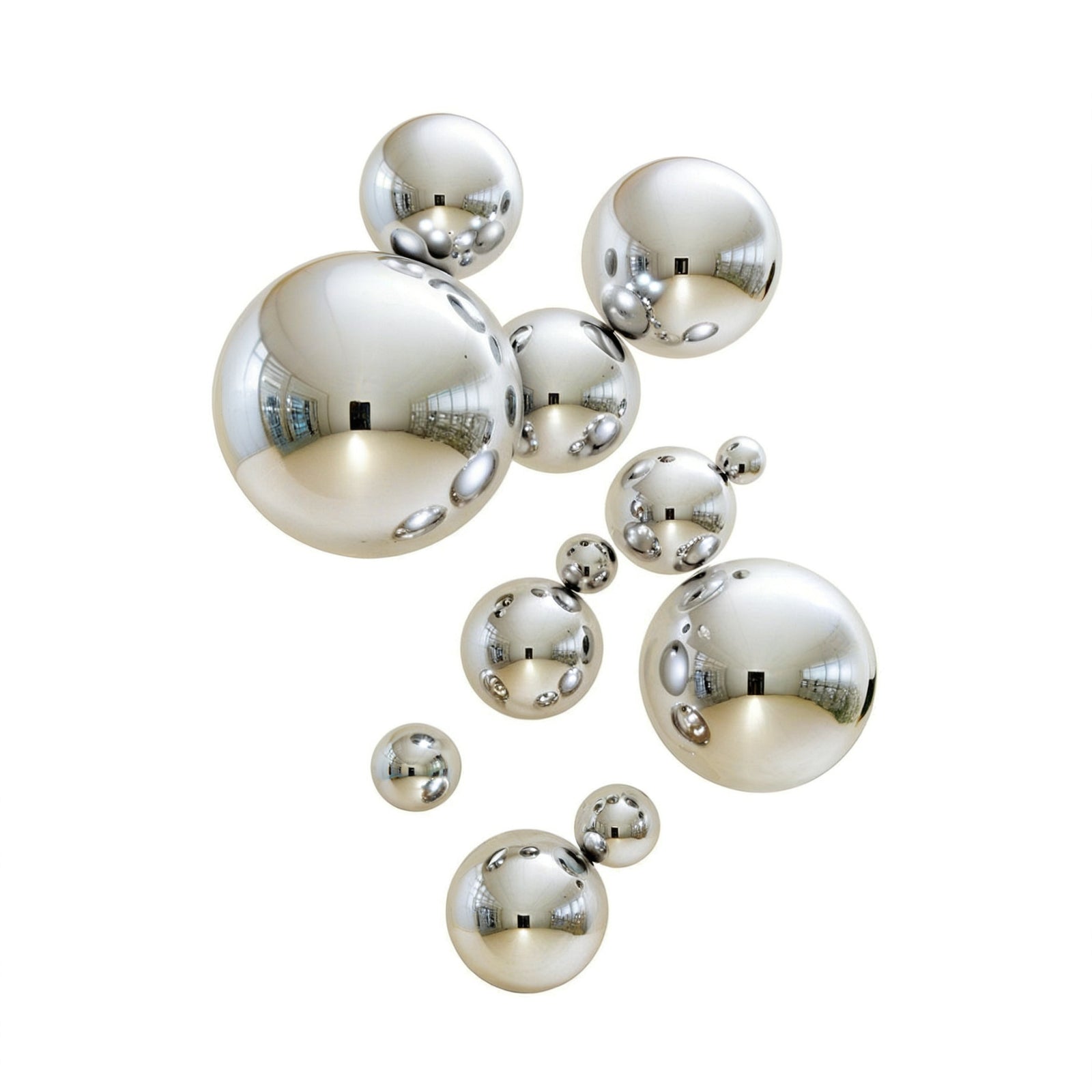 Silver set of 13 Wall Spheres.