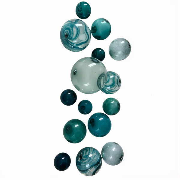 Teal Decorative Glass Balls, Wall Art Decor-Set/15-Worldly Goods Too