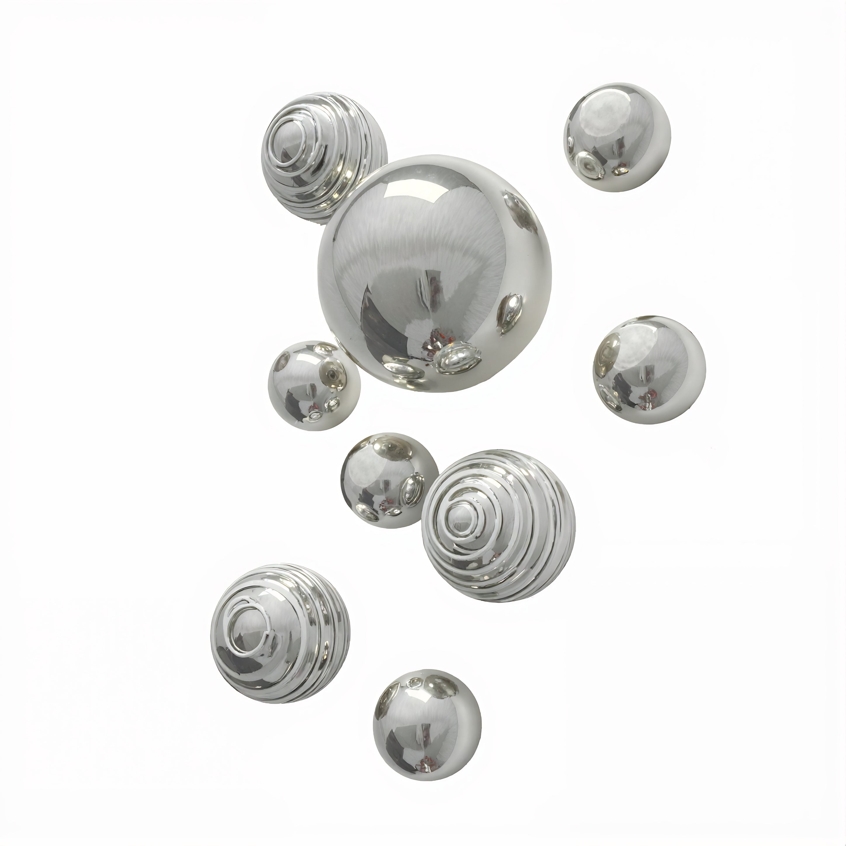 SILVER&WHITE WALL SPHERES S/9