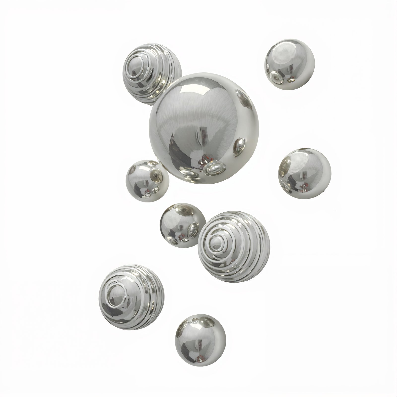 SILVER&WHITE WALL SPHERES S/9