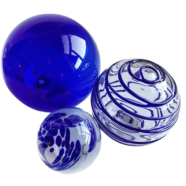 Cobalt Threads Clear 4.5-inch Glass Ball-Worldly Goods Too