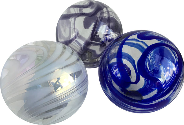 Cobalt Swirl Clear 4.5-inch Glass Ball-Worldly Goods Too
