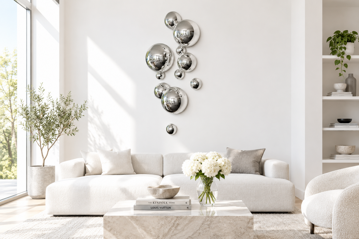 Silver Plated Decorative Glass Balls, Wall Art Decor