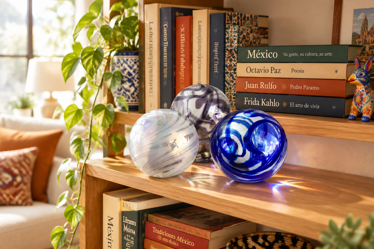 SWIRL of COLOR Decorative Glass Balls set of 3
