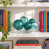 TEAL SWIRL Set of 5 Decorative Glass Balls