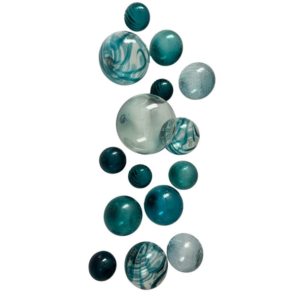 Teal Decorative Glass Balls, Wall Art Decor-Set/15-Worldly Goods Too