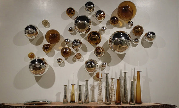 GOLD & SILVER GLASS BALLS Decorative Glass Wall Art - Worldly Goods Too