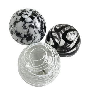 Glass Balls SPHERE SET/3-BLACK & WHITE - Worldly Goods Too