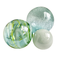 Glass Balls SPHERE SET/3-CHEERFUL & SKY - Worldly Goods Too