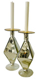 Diamond Plated Candleholders Pair, SPECIAL! - Worldly Goods Too