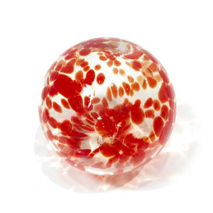 4.5"  CLEAR W/RUBY SPOTS Glass Ball - Worldly Goods Too