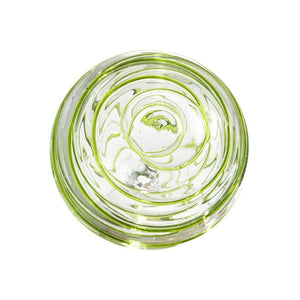 4.5"  CLEAR W/LIME THREADS Glass Ball - Worldly Goods Too