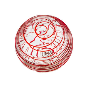 4.5"  CLEAR W/RED THREADS Glass Ball - Worldly Goods Too