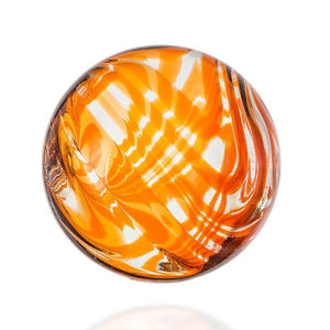 6"  CLEAR W/TANGERINE SWIRL Glass Ball - Worldly Goods Too