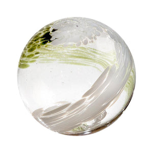 6"  OLIVE & WHITE DOT & DASH Glass Ball - Worldly Goods Too