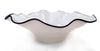 DRAMATIC BOWL-WHITE W/COB.RIM - Worldly Goods Too