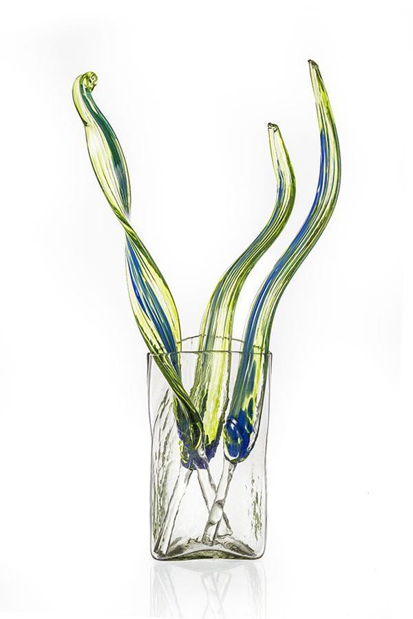 GLASS LEAVES S/3 COBALT - Worldly Goods Too