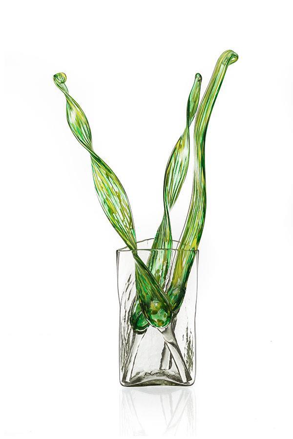 GLASS LEAVES S/3 GREEN - Worldly Goods Too